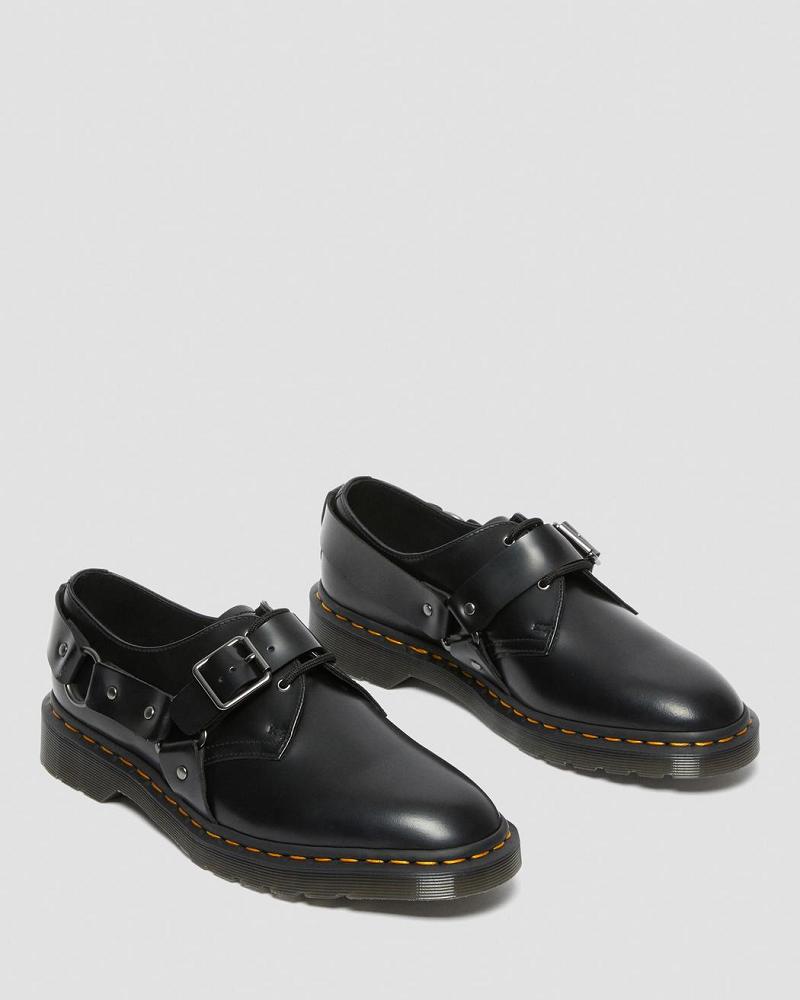 Dr Martens Henree Polished Smooth Leren Schoenen Met Gesp Heren Zwart | NL 235SGL